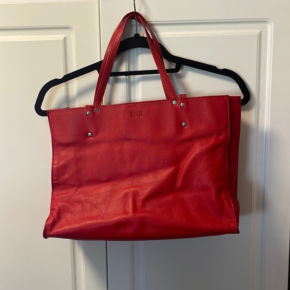 Red soft leather bag by Koschi. Had the straps shortened